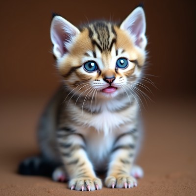 Cute tabby kitten with blue eyes