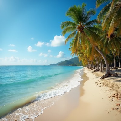 Tropical beach with palm trees
