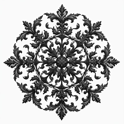 Black Ornate Floral Mandala