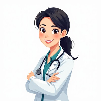 Asian woman doctor with stethoscope