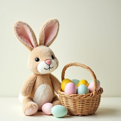 Stuffed Bunny with Easter Basket