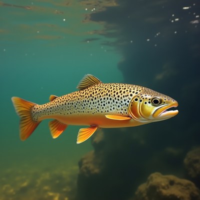 Rainbow Trout Swimming Underwater