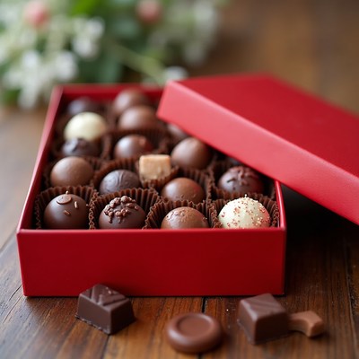 Open Red Box of Chocolates