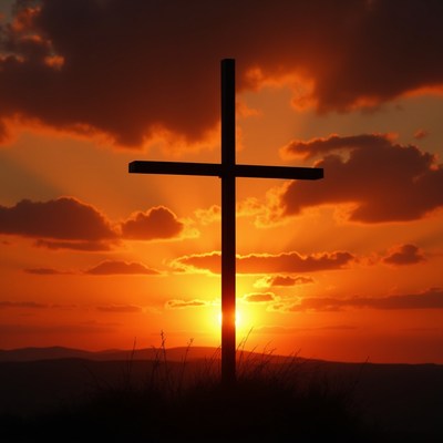 Silhouette Cross at Sunset