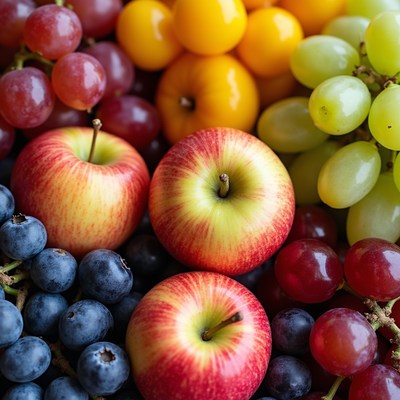 Colorful Grapes Apples Blueberries