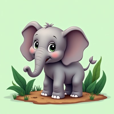 Cute baby elephant illustration