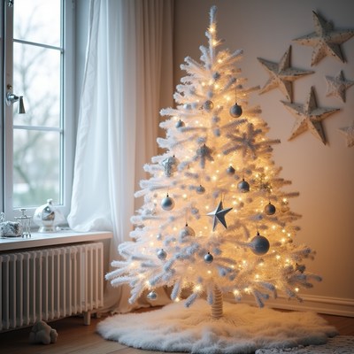 White Christmas Tree with Lights
