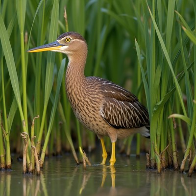 Bare-throated Tiger Heron in Reeds