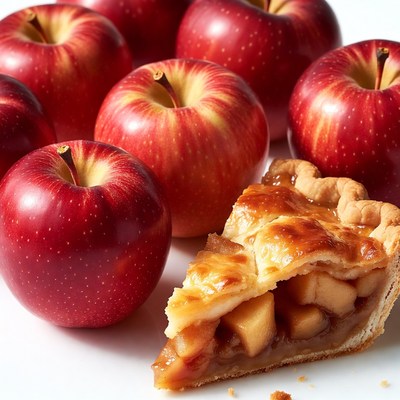 Apple Pie Slice with Fresh Apples