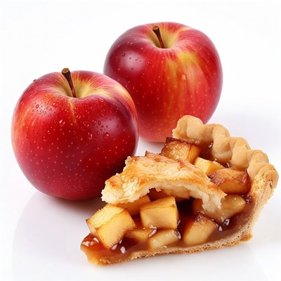 Apple Pie Slice with Red Apples