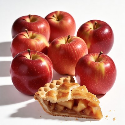 Apple Pie Slice with Red Apples