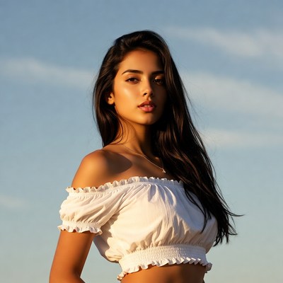 Beautiful woman in off-shoulder top