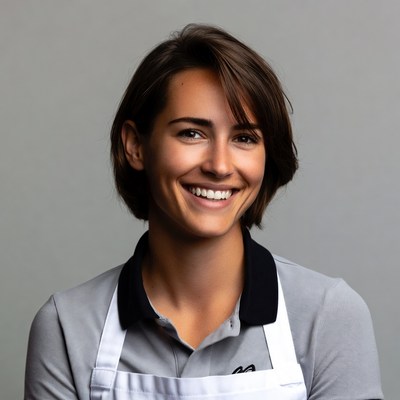 Smiling woman in chef uniform