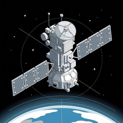 Satellite Orbiting Earth Illustration