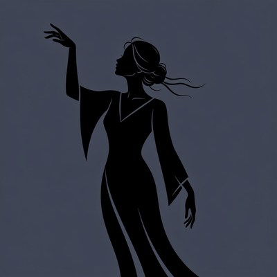 Silhouette of woman dancing gracefully