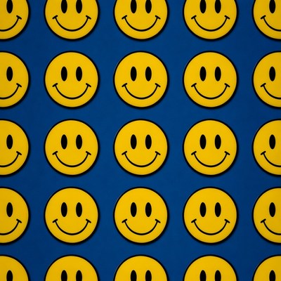 Yellow Smiley Faces on Blue Background