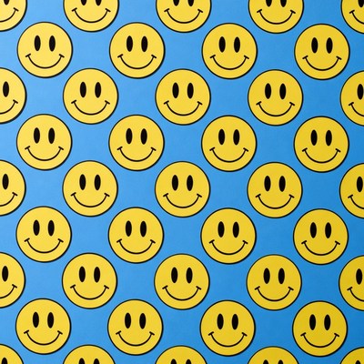Yellow Smiley Faces on Blue Background