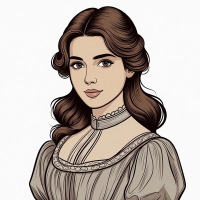 Victorian woman in lace collar dress