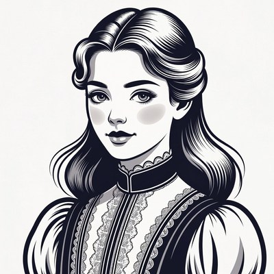 Victorian woman portrait illustration