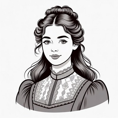 Victorian woman portrait illustration