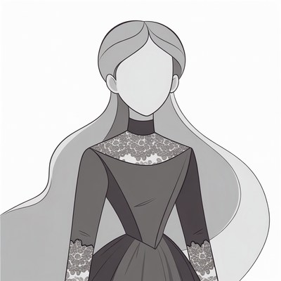 Victorian woman in lace dress illustration