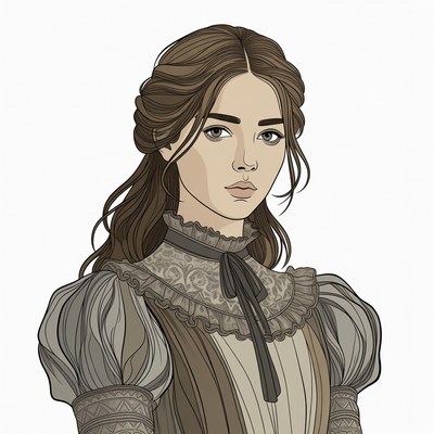 Victorian woman portrait illustration