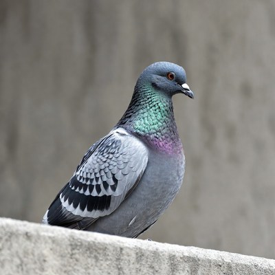 Gray pigeon on concrete wall