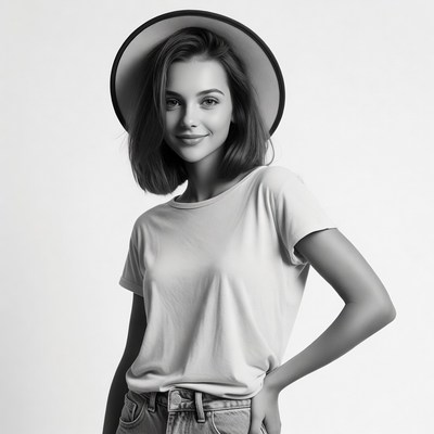 Woman wearing wide-brim hat smiling