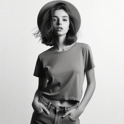 Woman wearing hat and crop top