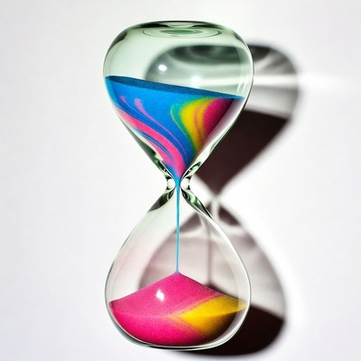 Colorful Hourglass with Rainbow Sand