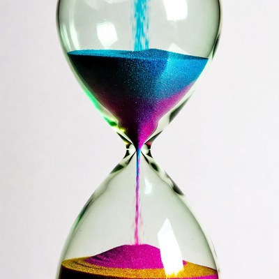 Colorful Hourglass Sand Flowing