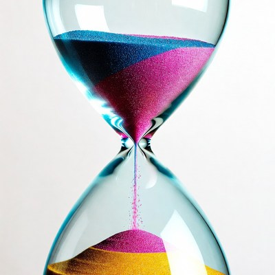 Colorful Hourglass Sand Flowing