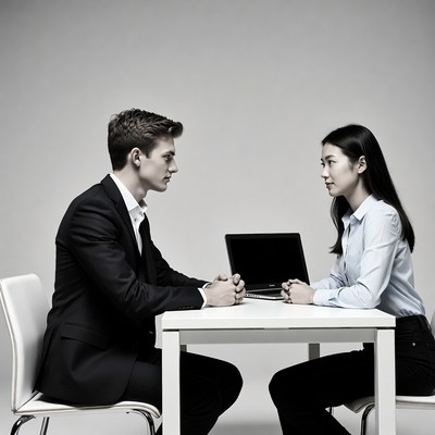 Man and woman in job interview
