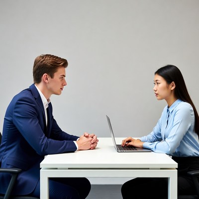 Man and woman in business meeting