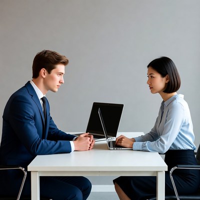 Man and woman in business meeting