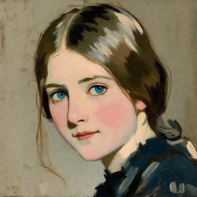 Portrait of young woman with blue eyes