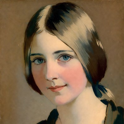 Portrait of young woman with blue eyes
