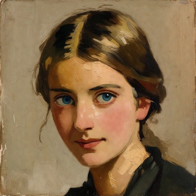 Portrait of young woman with blue eyes