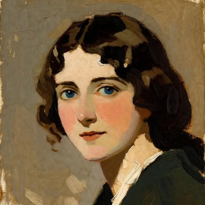 Portrait of young woman with blue eyes