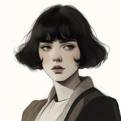 Woman with bob haircut portrait