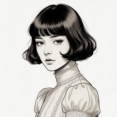 Asian woman in Victorian blouse