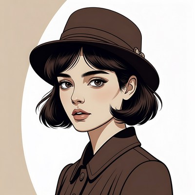 Woman wearing brown fedora hat