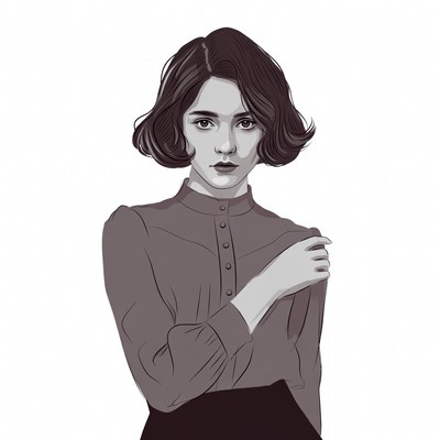 Woman in vintage collared blouse
