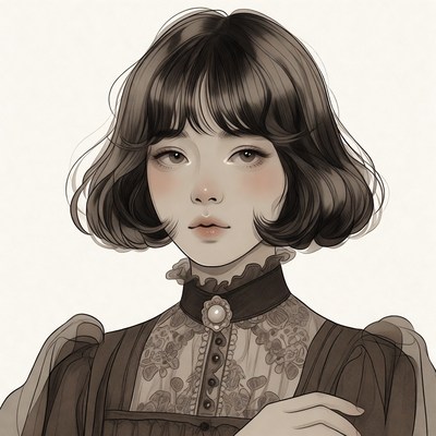 Asian woman in Victorian lace dress