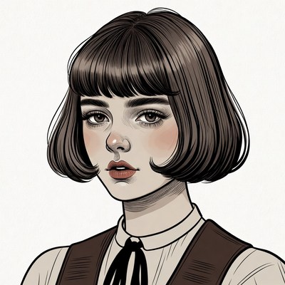 Asian girl with bob haircut