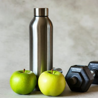 Green Apples, Water Bottle, Dumbbell