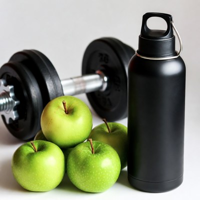 Dumbbells Green Apples Water Bottle