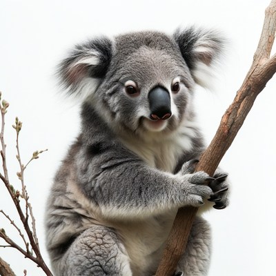 Baby Koala Clinging to Branch