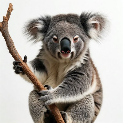 Koala holding eucalyptus branch