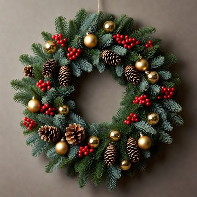Christmas Wreath with Pine Cones
